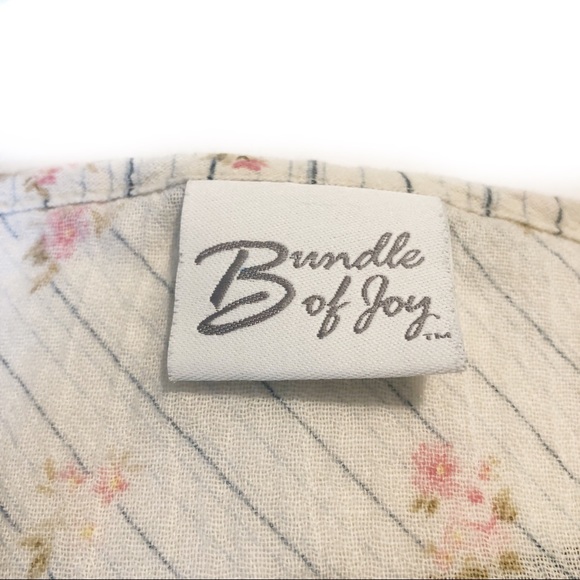 Vintage Slit Bell Sleeve Floral Stripe Soft Blouse - Picture 8 of 8